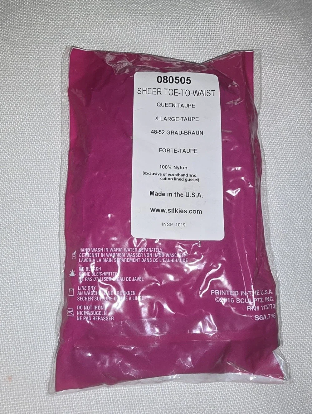 Silkies 080505 Sheer Toe to Waist 2016 XL Taupe Pantyhose New with tags